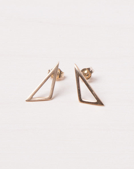 10K Gold Triangle Outline Studs