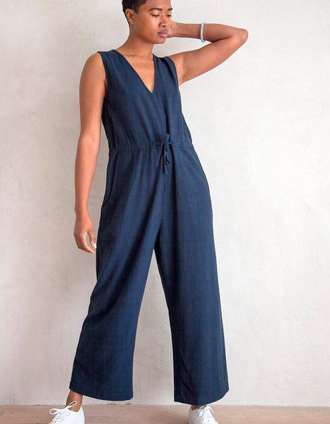 Silk jumpsuit Louis Vuitton Navy size 34 FR in Silk - 11588682